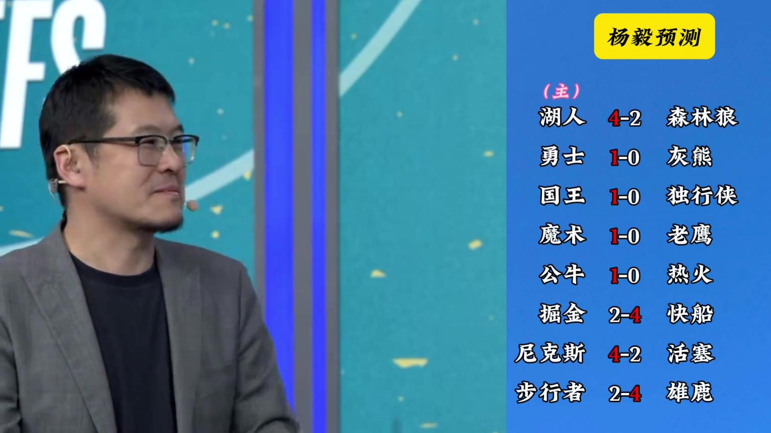明燈來(lái)了！看看楊毅的季后賽預(yù)測(cè)：湖人4-2狼 快船4-2掘金